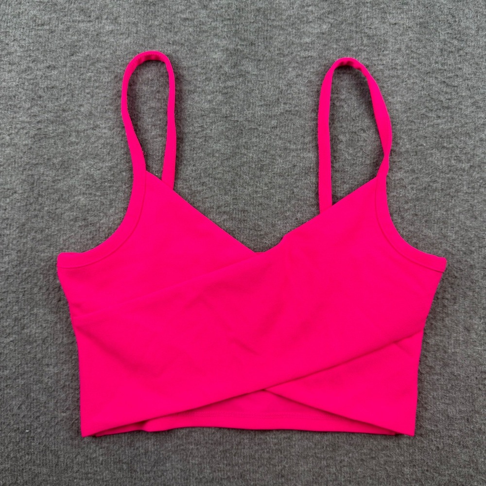 H&M Wrap Front Crop Top Women's Small Hot Pink V-Neck Crossover Camisole